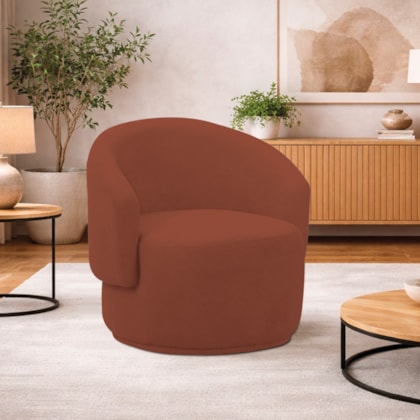 Poltrona Decorativa Sala de Estar Recepção Jasmine Bouclé Terracota