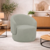 Poltrona Decorativa Sala de Estar Recepção Jasmine Bouclé Verde Oliva