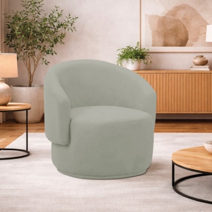 Poltrona Decorativa Sala de Estar Recepção Jasmine Bouclé Verde Oliva