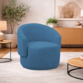 Poltrona Decorativa Sala de Estar Recepção Jasmine Linho Azul Royal