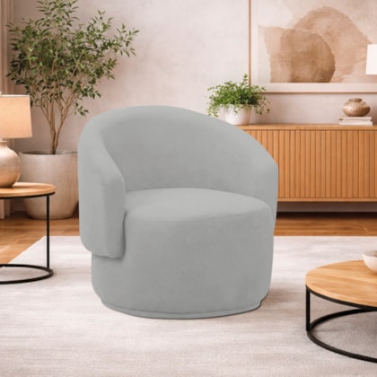 Poltrona Decorativa Sala de Estar Recepção Jasmine Linho Cinza Claro