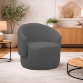 Poltrona Decorativa Sala de Estar Recepção Jasmine Linho Cinza Escuro