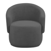 Poltrona Decorativa Sala de Estar Recepção Jasmine Linho Cinza Escuro