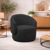 Poltrona Decorativa Sala de Estar Recepção Jasmine Linho Preto