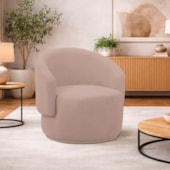 Poltrona Decorativa Sala de Estar Recepção Jasmine Linho Rosê
