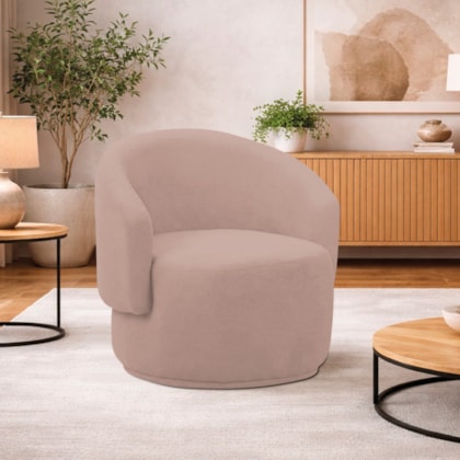 Poltrona Decorativa Sala de Estar Recepção Jasmine Linho Rosê