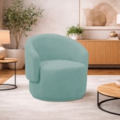 Poltrona Decorativa Sala de Estar Recepção Jasmine Suede Azul Ciano