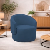 Poltrona Decorativa Sala de Estar Recepção Jasmine Suede Azul Marinho