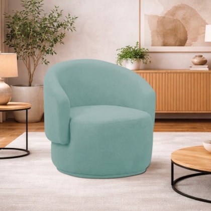 Poltrona Decorativa Sala de Estar Recepção Jasmine Suede Azul Tiffany