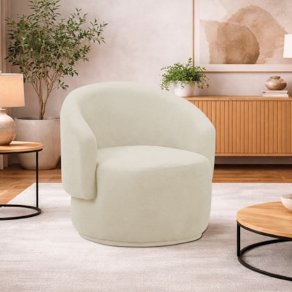 Poltrona Decorativa Sala de Estar Recepção Jasmine Suede Bege