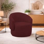 Poltrona Decorativa Sala de Estar Recepção Jasmine Suede Bordo