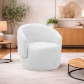 Poltrona Decorativa Sala de Estar Recepção Jasmine Suede Branco