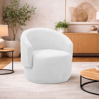 Poltrona Decorativa Sala de Estar Recepção Jasmine Suede Branco