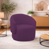 Poltrona Decorativa Sala de Estar Recepção Jasmine Suede Roxo