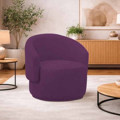 Poltrona Decorativa Sala de Estar Recepção Jasmine Suede Roxo