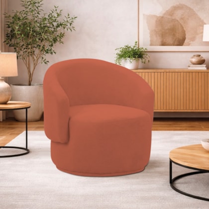 Poltrona Decorativa Sala de Estar Recepção Jasmine Suede Terracota