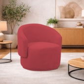 Poltrona Decorativa Sala de Estar Recepção Jasmine Suede Vermelho