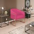 Poltrona Decorativa Sala de Estar Recepção Luiza Base de Ferro Bronze Suede Pink - Amarena Móveis