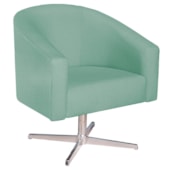 Poltrona Decorativa Sala de Estar Recepção Luiza Base Giratória de Metal Suede Azul Ciano - Amarena Móveis