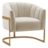 Poltrona Decorativa Sala de Estar Recepção Mavie Base de Ferro Dourado Bouclé Bege - Amarena Móveis