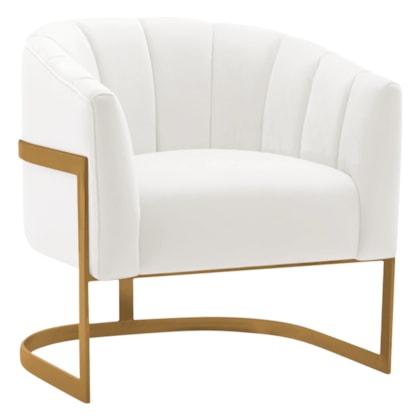 Poltrona Decorativa Sala de Estar Recepção Mavie Base de Ferro Dourado Bouclé Branco - Amarena Móveis