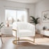 Poltrona Decorativa Sala de Estar Recepção Mavie Base de Ferro Dourado Bouclé Branco - Amarena Móveis