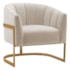 Poltrona Decorativa Sala de Estar Recepção Mavie Base de Ferro Dourado Linho Bege - Amarena Móveis