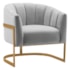 Poltrona Decorativa Sala de Estar Recepção Mavie Base de Ferro Dourado Linho Cinza Claro - Amarena Móveis