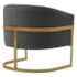 Poltrona Decorativa Sala de Estar Recepção Mavie Base de Ferro Dourado Linho Cinza Escuro - Amarena Móveis