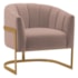 Poltrona Decorativa Sala de Estar Recepção Mavie Base de Ferro Dourado Linho Rose - Amarena Móveis