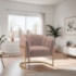 Poltrona Decorativa Sala de Estar Recepção Mavie Base de Ferro Dourado Linho Rose - Amarena Móveis