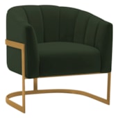 Poltrona Decorativa Sala de Estar Recepção Mavie Base de Ferro Dourado Linho Verde - Amarena Móveis