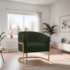 Poltrona Decorativa Sala de Estar Recepção Mavie Base de Ferro Dourado Linho Verde - Amarena Móveis
