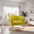 Poltrona Decorativa Sala de Estar Recepção Mavie Base de Ferro Dourado Suede Amarelo - Amarena Móveis