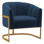 Poltrona Decorativa Sala de Estar Recepção Mavie Base de Ferro Dourado Suede Azul Marinho - Amarena Móveis