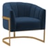 Poltrona Decorativa Sala de Estar Recepção Mavie Base de Ferro Dourado Suede Azul Marinho - Amarena Móveis