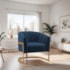 Poltrona Decorativa Sala de Estar Recepção Mavie Base de Ferro Dourado Suede Azul Marinho - Amarena Móveis