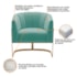 Poltrona Decorativa Sala de Estar Recepção Mavie Base de Ferro Dourado Suede Azul Tiffany - Amarena Móveis