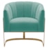 Poltrona Decorativa Sala de Estar Recepção Mavie Base de Ferro Dourado Suede Azul Tiffany - Amarena Móveis
