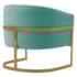 Poltrona Decorativa Sala de Estar Recepção Mavie Base de Ferro Dourado Suede Azul Tiffany - Amarena Móveis