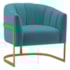 Poltrona Decorativa Sala de Estar Recepção Mavie Base de Ferro Dourado Suede Azul Turquesa - Amarena Móveis