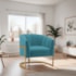 Poltrona Decorativa Sala de Estar Recepção Mavie Base de Ferro Dourado Suede Azul Turquesa - Amarena Móveis