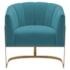 Poltrona Decorativa Sala de Estar Recepção Mavie Base de Ferro Dourado Suede Azul Turquesa - Amarena Móveis