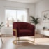 Poltrona Decorativa Sala de Estar Recepção Mavie Base de Ferro Dourado Suede Bordo - Amarena Móveis
