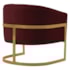 Poltrona Decorativa Sala de Estar Recepção Mavie Base de Ferro Dourado Suede Bordo - Amarena Móveis