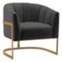 Poltrona Decorativa Sala de Estar Recepção Mavie Base de Ferro Dourado Suede Cinza Escuro - Amarena Móveis