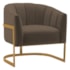 Poltrona Decorativa Sala de Estar Recepção Mavie Base de Ferro Dourado Suede Marrom - Amarena Móveis