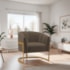Poltrona Decorativa Sala de Estar Recepção Mavie Base de Ferro Dourado Suede Marrom - Amarena Móveis