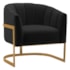 Poltrona Decorativa Sala de Estar Recepção Mavie Base de Ferro Dourado Suede Preto - Amarena Móveis