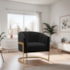 Poltrona Decorativa Sala de Estar Recepção Mavie Base de Ferro Dourado Suede Preto - Amarena Móveis